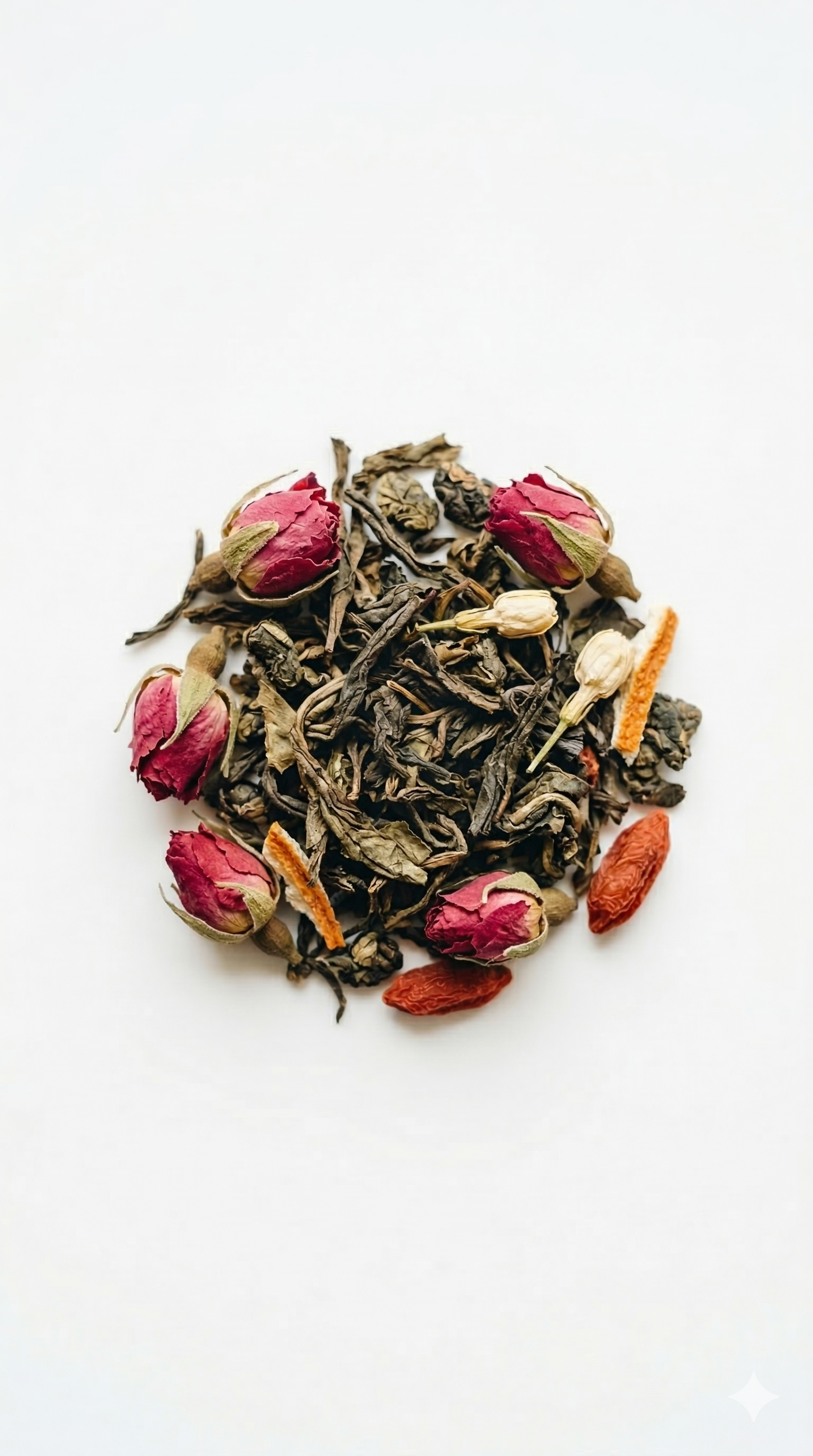 Zbliżenie na wysokiej jakości liście herbaty liściastej, które powoli i urokliwie zakręcają się, zapowiadając wyjątkowy napar z Karkonoszy.